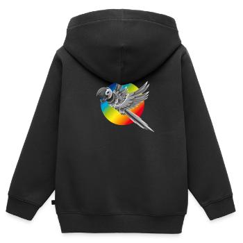Papagei bunt fliegt Farbe Regenbogen Kinder comic - Kinder Premium Organic Zip Hoodie - Schwarz - Hinten - AI Model Kid Male (0cm)