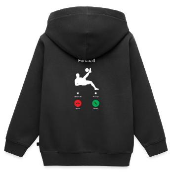 FOOTBALL GETS ME! -I MUST CLICK GO! - Kids Premium Organic Zip-up Hoodie - black - Back - AI Model Kid Male (0cm)