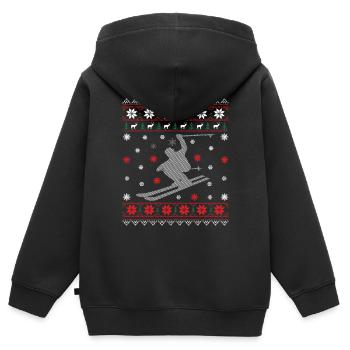 Ski - Noël laid - Sweat Premium à capuche zippé enfant bio - noir - Dos - AI Model Kid Male (0cm)