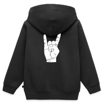 Rock - Kinder Premium Organic Zip Hoodie - Schwarz - Hinten - AI Model Kid Male (0cm)