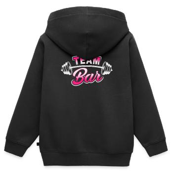 Team Bar - Workout - EN - Sweat Premium à capuche zippé enfant bio - noir - Dos - AI Model Kid Male (0cm)
