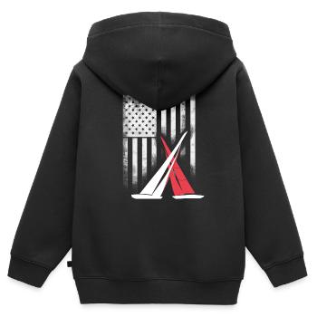 american sail Segeln americas cup match Race foil - Kinder Premium Organic Zip Hoodie - Schwarz - Hinten - AI Model Kid Male (0cm)