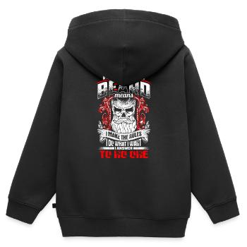 Having A Beard Means - EN - Kinder Premium Organic Zip Hoodie - Schwarz - Hinten - AI Model Kid Male (0cm)