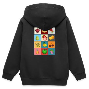 fruits - Sweat Premium à capuche zippé enfant bio - noir - Dos - AI Model Kid Male (0cm)