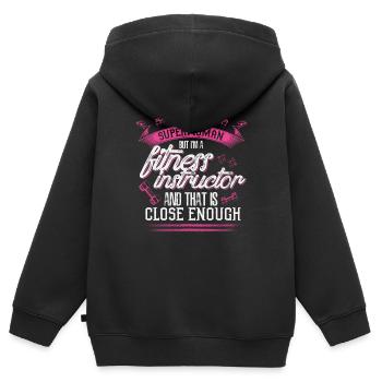 Fitness Instructor - EN - Kinder Premium Organic Zip Hoodie - Schwarz - Hinten - AI Model Kid Male (0cm)