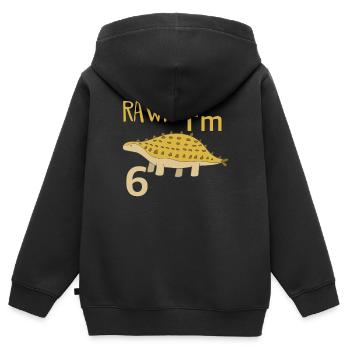 For the 6th birthday for boys Ankylosaurus - Kids Premium Organic Zip-up Hoodie - black - Back - AI Model Kid Male (0cm)