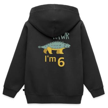 For the 6th birthday for boys Ankylosaurus - Kids Premium Organic Zip-up Hoodie - black - Back - AI Model Kid Male (0cm)
