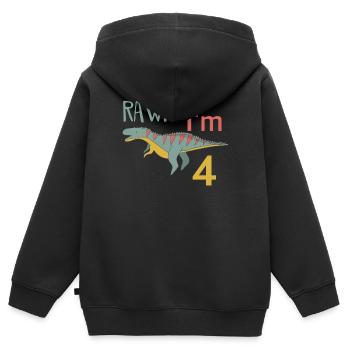 Pour 4 anniversaire pour les gars filles Ceratosaurus - Sweat Premium à capuche zippé enfant bio - noir - Dos - AI Model Kid Male (0cm)