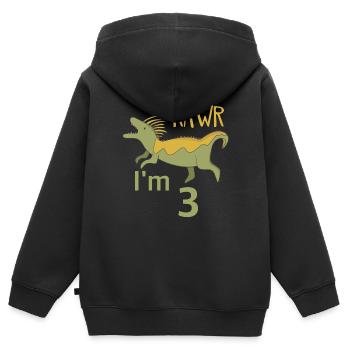 Pour trois garçons d'anniversaire pour les filles Mosasaur - Sweat Premium à capuche zippé enfant bio - noir - Dos - AI Model Kid Male (0cm)