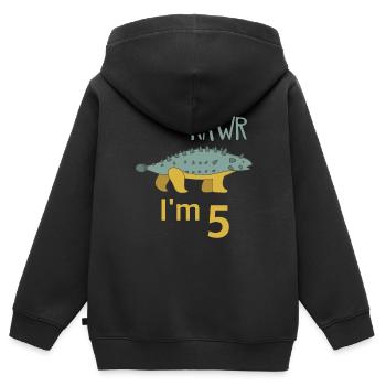Pour cinq anniversaire pour les gars filles Ankylosaure - Sweat Premium à capuche zippé enfant bio - noir - Dos - AI Model Kid Male (0cm)