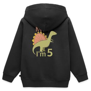 Pour cinq anniversaire pour les gars filles Spinosaurus - Sweat Premium à capuche zippé enfant bio - noir - Dos - AI Model Kid Male (0cm)