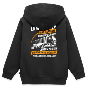 Trucker LKW-Fahrer Fernfahrer LKW Brummi Truck - Kinder Premium Organic Zip Hoodie - Schwarz - Hinten - AI Model Kid Male (0cm)