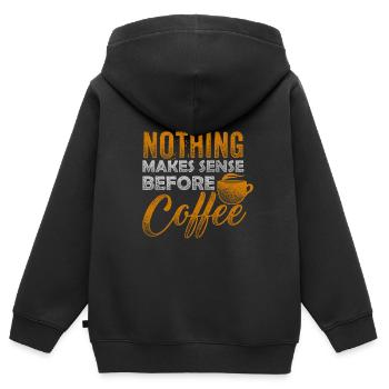 Coffee - Kinder Premium Organic Zip Hoodie - Schwarz - Hinten - AI Model Kid Male (0cm)