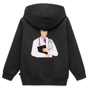 Arzt - Kinder Premium Organic Zip Hoodie - Schwarz - Hinten - AI Model Kid Male (0cm)