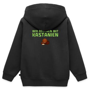Waldorfschule - lustig - Wir rechnen mit Kastanien - Kinder Premium Organic Zip Hoodie - Schwarz - Hinten - AI Model Kid Male (0cm)