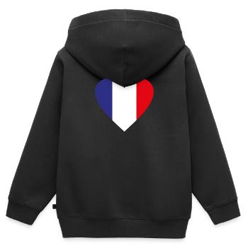 Frankreich - Kinder Premium Organic Zip Hoodie - Schwarz - Hinten - AI Model Kid Male (0cm)