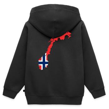 Norvège - Sweat Premium à capuche zippé enfant bio - noir - Dos - AI Model Kid Male (0cm)