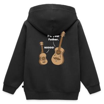 Cadeau de guitare ukulélé Uke, je suis la ton père - Sweat Premium à capuche zippé enfant bio - noir - Dos - AI Model Kid Male (0cm)