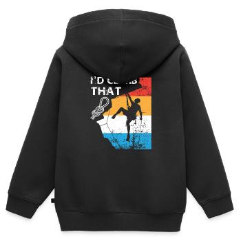 I'd climb that - hiking climbing gift - Kinder Premium Organic Zip Hoodie - Schwarz - Hinten - AI Model Kid Male (0cm)
