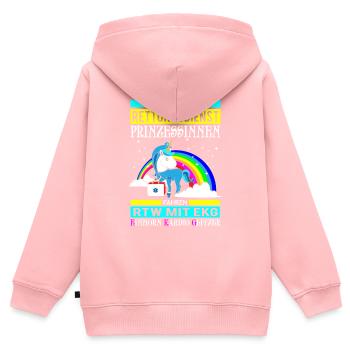 Cadeau de sauvetage princesse Licorne - Sweat Premium à capuche zippé enfant bio - rose - Dos - AI Model Kid Female (0cm)