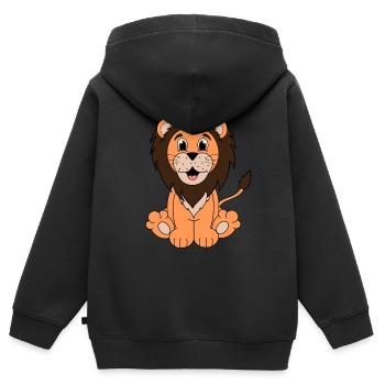 Löwe - Kinder Premium Organic Zip Hoodie - Schwarz - Hinten - AI Model Kid Male (0cm)
