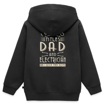 I have two titles Dad and Electrician - Kinder Premium Organic Zip Hoodie - Schwarz - Hinten - AI Model Kid Male (0cm)