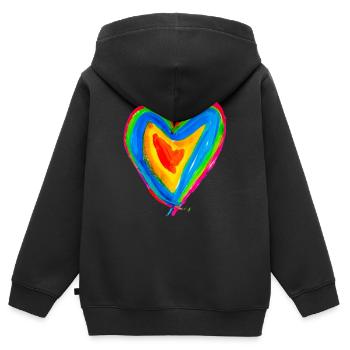 Herz - Kinder Premium Organic Zip Hoodie - Schwarz - Hinten - AI Model Kid Male (0cm)