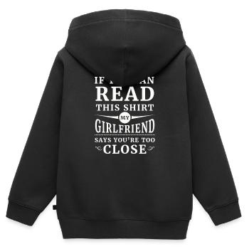 My girlfriend says you're too close - Sweat Premium à capuche zippé enfant bio - noir - Dos - AI Model Kid Male (0cm)