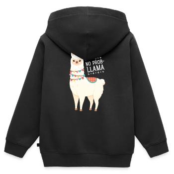 No Prob- Lllama - Kinder Premium Organic Zip Hoodie - Schwarz - Hinten - AI Model Kid Male (0cm)