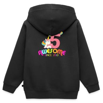 Génial depuis 2013 cadeau d'anniversaire de licorne - Sweat Premium à capuche zippé enfant bio - noir - Dos - AI Model Kid Male (0cm)