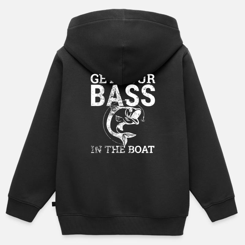 Obtenez votre basse dans la chemise de bateau - cadeau de pêche - Sweat Premium à capuche zippé enfant bio - noir