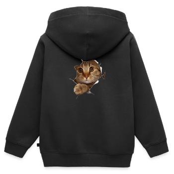 Süßes 3D Kätzchen Katze - Geschenk - Kinder Premium Organic Zip Hoodie - Schwarz - Hinten - AI Model Kid Male (0cm)