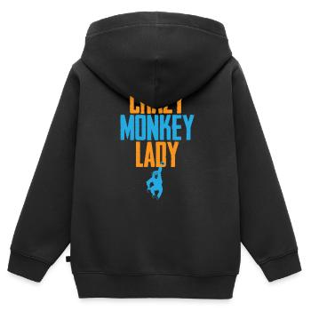Crazy Monkey Lady - Kinder Premium Organic Zip Hoodie - Schwarz - Hinten - AI Model Kid Male (0cm)