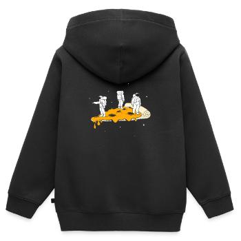 Space Pizza - Kinder Premium Organic Zip Hoodie - Schwarz - Hinten - AI Model Kid Male (0cm)
