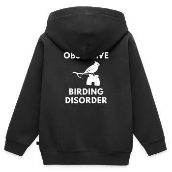 Observation des oiseaux - observation des oiseaux - observation des oiseaux - oiseau - Sweat Premium à capuche zippé enfant bio - noir - Dos - AI Model Kid Male (0cm)