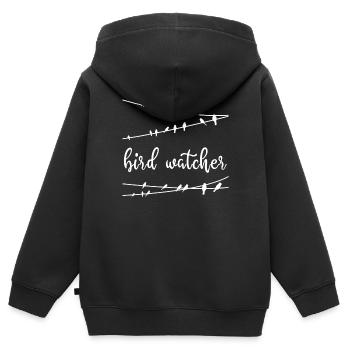 Observation des oiseaux - Observation des oiseaux - Oiseaux - Observation des oiseaux - Sweat Premium à capuche zippé enfant bio - noir - Dos - AI Model Kid Male (0cm)