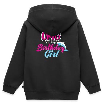OMG je suis le cadeau de chemise d'anniversaire de dauphin de fille - Sweat Premium à capuche zippé enfant bio - noir - Dos - AI Model Kid Male (0cm)