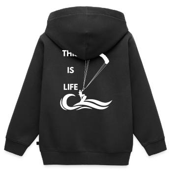 Kitesurf - Kitesurf - Kitesurf - Cadeau - Sweat Premium à capuche zippé enfant bio - noir - Dos - AI Model Kid Male (0cm)