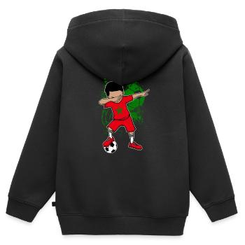 Equipe nationale de football du Maroc WM Dab - Sweat Premium à capuche zippé enfant bio - noir - Dos - AI Model Kid Male (0cm)