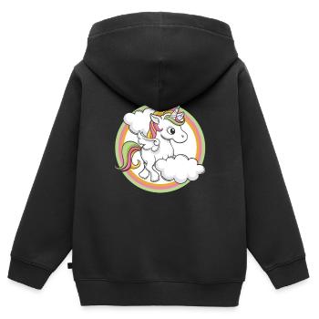 Licorne - Licorne - Sweat Premium à capuche zippé enfant bio - noir - Dos - AI Model Kid Male (0cm)