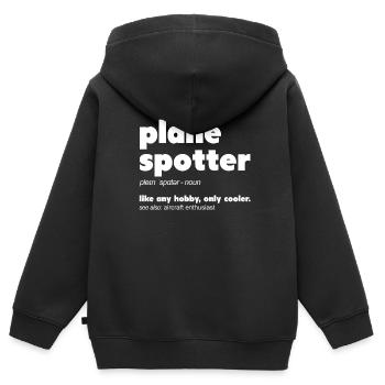 Plane Spotting Définition Spotter Plane Photo - Sweat Premium à capuche zippé enfant bio - noir - Dos - AI Model Kid Male (0cm)