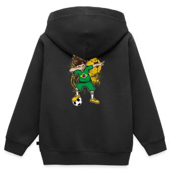 Équipe nationale du maillot de la  au Brésil - Sweat Premium à capuche zippé enfant bio - noir - Dos - AI Model Kid Male (0cm)