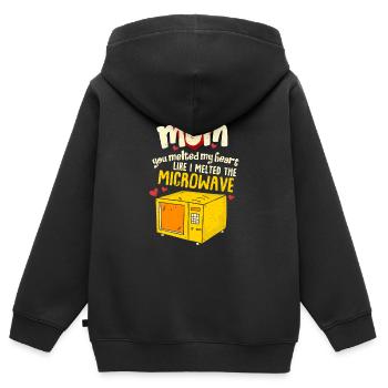 Cadeau parfait pour la fête des mères Maman tu as fait fondre mon coeur - Sweat Premium à capuche zippé enfant bio - noir - Dos - AI Model Kid Male (0cm)