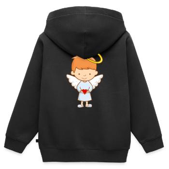 Süßer Schutzengel - Kinder Premium Organic Zip Hoodie - Schwarz - Hinten - AI Model Kid Male (0cm)