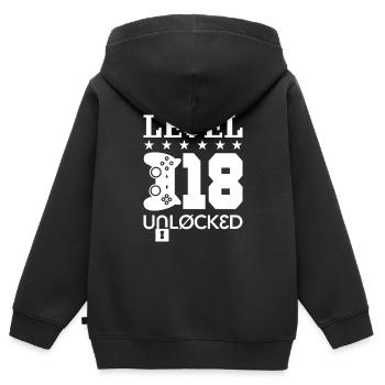 Level 18 Unlocked - video gamer birthday - Kinder Premium Organic Zip Hoodie - Schwarz - Hinten - AI Model Kid Male (0cm)