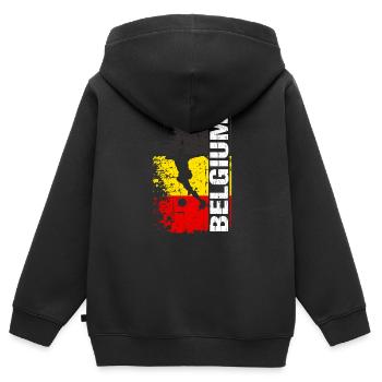 Belgien Fussball Nationalmannschaft - Geschenk - Kinder Premium Organic Zip Hoodie - Schwarz - Hinten - AI Model Kid Male (0cm)