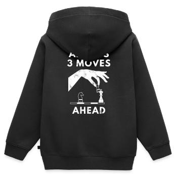 Echecs - Echecs - Echecs - Trains - Sweat Premium à capuche zippé enfant bio - noir - Dos - AI Model Kid Male (0cm)