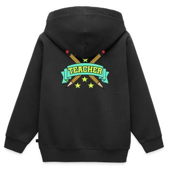 Enseignante école cours d’enseignement cours élève. - Sweat Premium à capuche zippé enfant bio - noir - Dos - AI Model Kid Male (0cm)