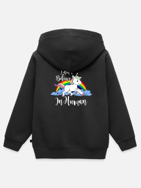 Regenbogen Einhorn - Premium børne zip-hættetrøje økologisk - sort