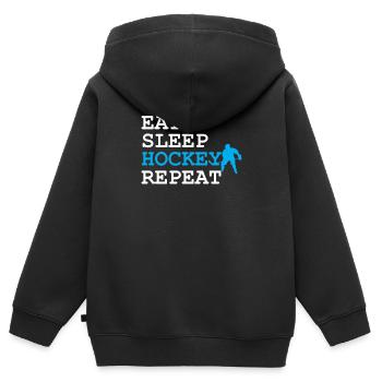 Eat Sleep Hockey wiederholen - Kinder Premium Organic Zip Hoodie - Schwarz - Hinten - AI Model Kid Male (0cm)